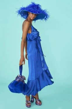 JAYLEY Blue Sequin And Faux Fur Bag