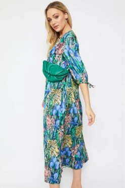JAYLEY Blue Silk Animal Print Emma Dress -Deals Fabulous Women Wear Store jayley blue silk animal print emma dress p8329 48004 image