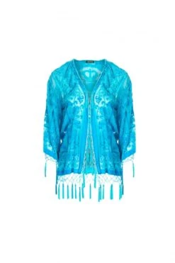 JAYLEY Blue Silk Devore Jacket -Deals Fabulous Women Wear Store jayley blue silk devore jacket p5706 67111 image