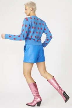 JAYLEY Blue Tencel Blend Eco Leather Shorts 7 JAYLEY Blue Tencel Blend Eco Leather Shorts -Deals Fabulous Women Wear Store jayley blue tencel blend eco leather shorts p13242 89709 image