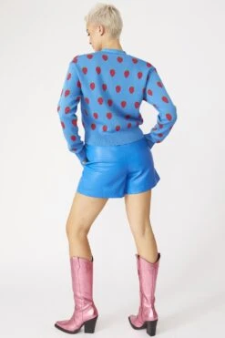 JAYLEY Blue Tencel Blend Eco Leather Shorts 8 JAYLEY Blue Tencel Blend Eco Leather Shorts -Deals Fabulous Women Wear Store jayley blue tencel blend eco leather shorts p13242 89710 image