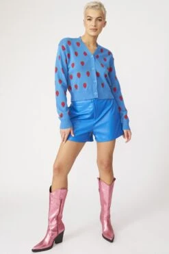 JAYLEY Blue Tencel Blend Eco Leather Shorts 9 JAYLEY Blue Tencel Blend Eco Leather Shorts -Deals Fabulous Women Wear Store jayley blue tencel blend eco leather shorts p13242 89711 image