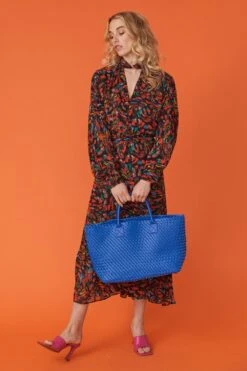 JAYLEY Blue Woven Metallic Tote Bag -Deals Fabulous Women Wear Store jayley blue woven metallic tote bag p11337 79061 image