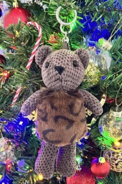 JAYLEY Brown Faux Fur Leopard Print Teddy Bear