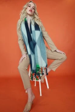 JAYLEY Cashmere Blend Scarf In Yellow And Red