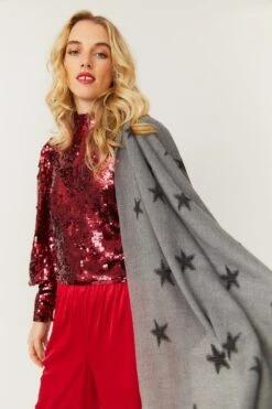 JAYLEY Cashmere Blend Star Design Scarf / Wrap