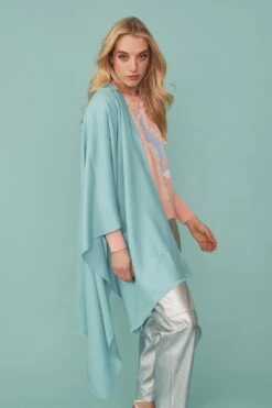 JAYLEY Cashmere Blend Wrap In Baby Blue With Fringed Hem And Logo -Deals Fabulous Women Wear Store jayley cashmere blend wrap in baby blue with fringed hem and logo p11605 80962 image