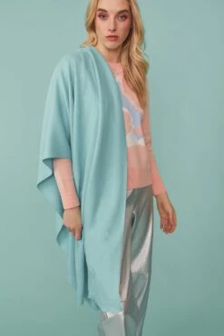 JAYLEY Cashmere Blend Wrap In Baby Blue With Fringed Hem And Logo -Deals Fabulous Women Wear Store jayley cashmere blend wrap in baby blue with fringed hem and logo p11605 80963 image