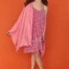 JAYLEY Cashmere Blend Wrap In Pink With Fringed Hem And Logo