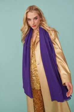 JAYLEY Cashmere Blend Wrap In Purple With Fringed Hem And Logo -Deals Fabulous Women Wear Store jayley cashmere blend wrap in purple with fringed hem and logo p11606 80970 image