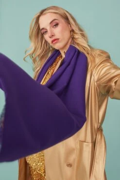 JAYLEY Cashmere Blend Wrap In Purple With Fringed Hem And Logo -Deals Fabulous Women Wear Store jayley cashmere blend wrap in purple with fringed hem and logo p11606 80971 image