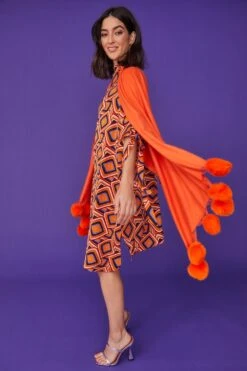 JAYLEY Cashmere Blend Wrap With Love Heart Poms In Orange 9 JAYLEY Cashmere Blend Wrap With Love Heart Poms In Orange -Deals Fabulous Women Wear Store jayley cashmere blend wrap with love heart poms in orange p11562 80681 image