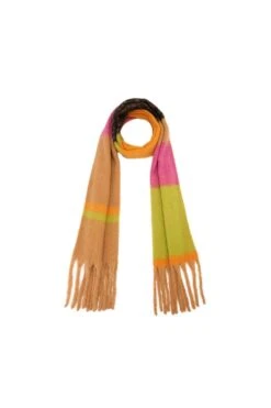 JAYLEY Cashmere Oversized Striped Scarf In Multi Tones