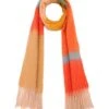 JAYLEY Cashmere Oversized Striped Scarf In Yellow And Orange