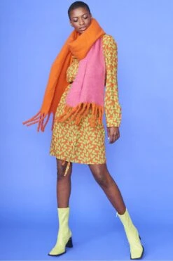 JAYLEY Cashmere Pink And Orange Oversized Two Tones Scarf -Deals Fabulous Women Wear Store jayley cashmere pink and orange oversized two tones scarf p12784 86609 image