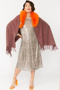 JAYLEY Cashmere Wrap With Faux Fur Trim And Tassels -Deals Fabulous Women Wear Store jayley cashmere wrap with faux fur trim and tassels p11839 84534 image