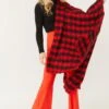 JAYLEY Checkered Red And White Cashmere Scarf