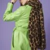 JAYLEY Chocolate Cashmere Blend Leopard Print Wrap