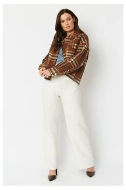 JAYLEY Chocolate Cropped Cashmere Blend Check Jacket -Deals Fabulous Women Wear Store jayley chocolate cropped cashmere blend check jacket p6955 72629 image