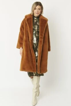 JAYLEY Chocolate Faux Fur Mid-length Coat 13 JAYLEY Chocolate Faux Fur Mid-length Coat -Deals Fabulous Women Wear Store jayley chocolate faux fur mid length coat p5478 66252 image