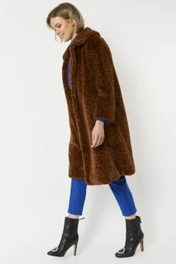 JAYLEY Chocolate Faux Fur Midi Shaved Shearling Coat -Deals Fabulous Women Wear Store jayley chocolate faux fur midi shaved shearling coat p4634 61352 image