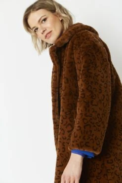 JAYLEY Chocolate Faux Fur Midi Shaved Shearling Coat -Deals Fabulous Women Wear Store jayley chocolate faux fur midi shaved shearling coat p4634 61353 image