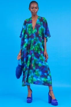 JAYLEY Cleo Silk Blend Oversized Maxi Kimono