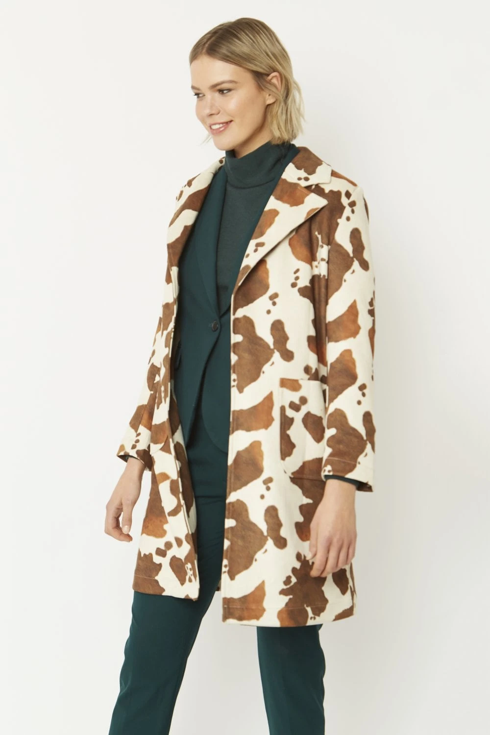 JAYLEY Cow Print Faux Suede Animal Print Coat 6 JAYLEY Cow Print Faux Suede Animal Print Coat - Image 6