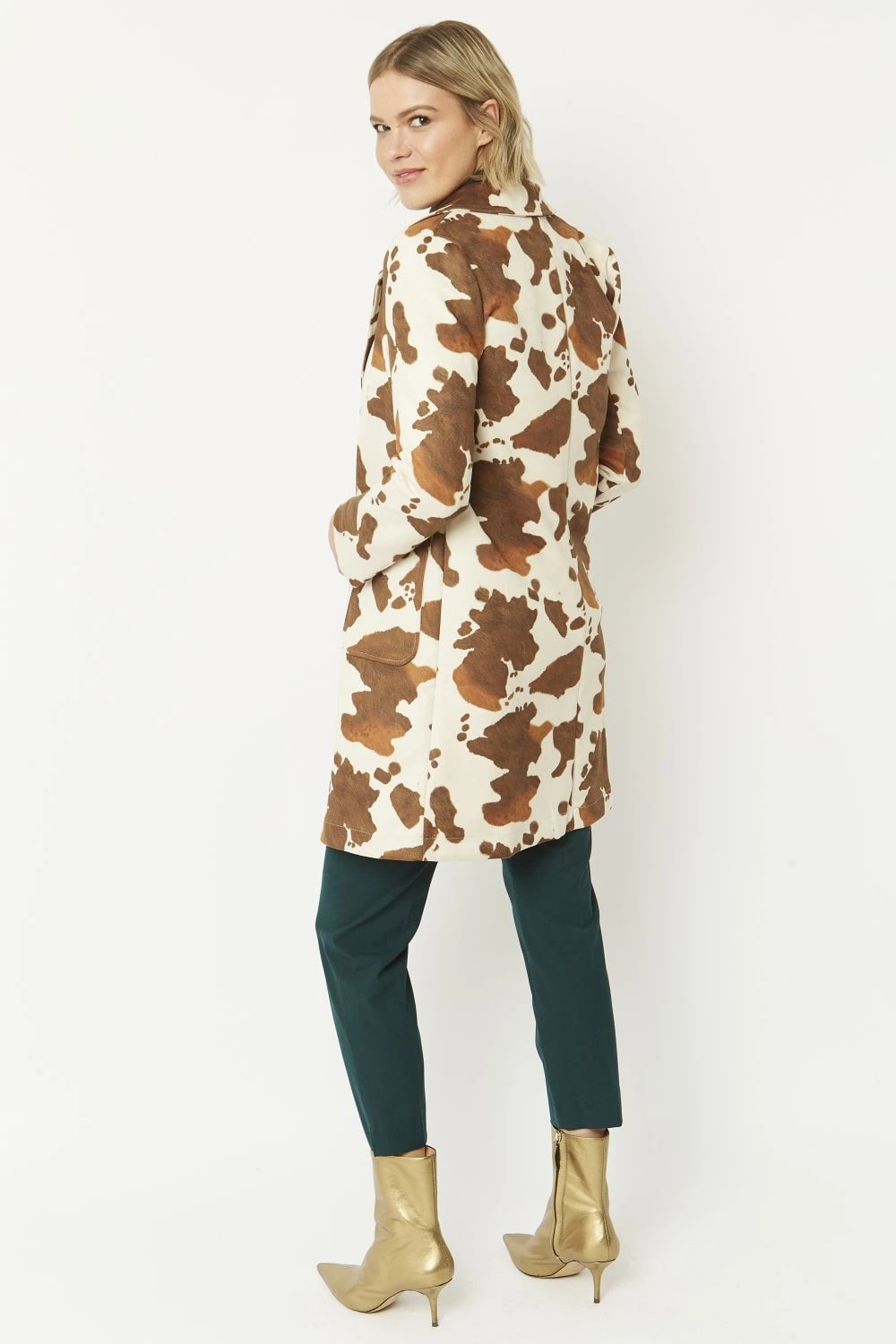 JAYLEY Cow Print Faux Suede Animal Print Coat 7 JAYLEY Cow Print Faux Suede Animal Print Coat - Image 7