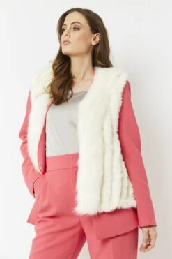 JAYLEY Cream Cashmere Blend Faux Fur Gilet
