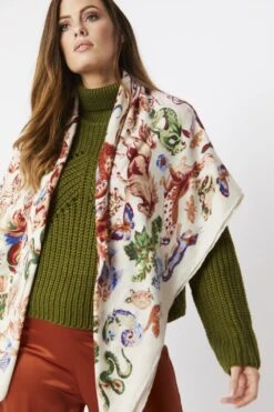 JAYLEY Cream Cashmere Blend Hand Painted Print Wrap -Deals Fabulous Women Wear Store jayley cream cashmere blend hand painted print wrap p5214 64385 image