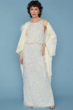 JAYLEY Cream Cashmere Wrap With Feathers -Deals Fabulous Women Wear Store jayley cream cashmere wrap with feathers p10793 75404 image