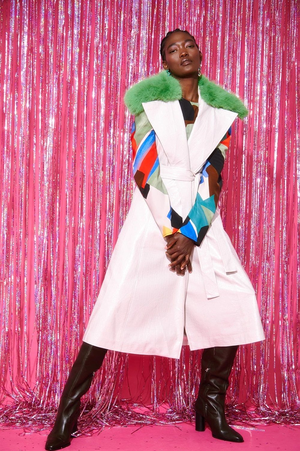 JAYLEY Cream Eco Leather Gilet With Removable Fur Collar 1 JAYLEY Cream Eco Leather Gilet With Removable Fur Collar