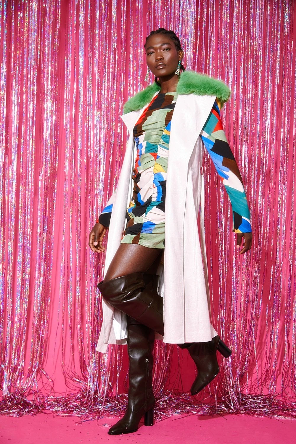 JAYLEY Cream Eco Leather Gilet With Removable Fur Collar 3 JAYLEY Cream Eco Leather Gilet With Removable Fur Collar - Image 3