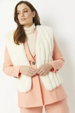 JAYLEY Cream Faux Fur Faux Suede Vertical Stripe Gilet 11 JAYLEY Cream Faux Fur Faux Suede Vertical Stripe Gilet -Deals Fabulous Women Wear Store jayley cream faux fur faux suede vertical stripe gilet p5270 64697 image