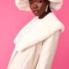 JAYLEY Cream Faux Fur Oversized Hat