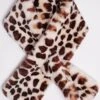 JAYLEY Cream Leopard Print Faux Fur Scarf