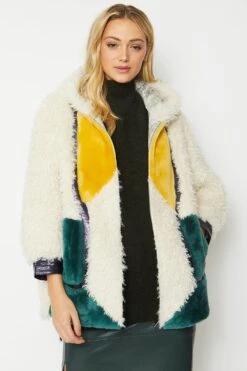 JAYLEY Cream Shearling & Leather Kate Coat