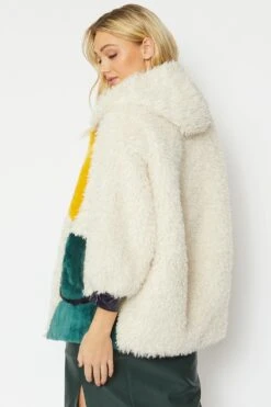JAYLEY Cream Shearling & Leather Kate Coat -Deals Fabulous Women Wear Store jayley cream shearling leather kate coat p7652 46440 image