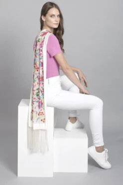 JAYLEY Cream Silk Blend Devore Scarf