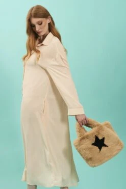 JAYLEY Cream Silk Blend Maxi Shirt Dress -Deals Fabulous Women Wear Store jayley cream silk blend maxi shirt dress p13080 88583 image