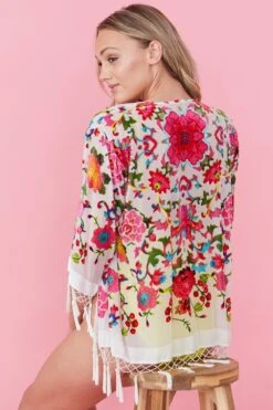 JAYLEY Cream Vintage Floral Silk Devore Jacket -Deals Fabulous Women Wear Store jayley cream vintage floral silk devore jacket p8763 49151 image