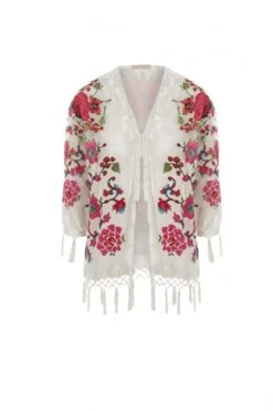 JAYLEY Cream Vintage Floral Silk Devore Jacket -Deals Fabulous Women Wear Store jayley cream vintage floral silk devore jacket p8763 49152 image