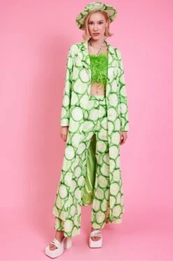 JAYLEY Cucumber Print Tencel Flares -Deals Fabulous Women Wear Store jayley cucumber print tencel flares p14503 95855 image