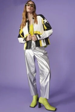 JAYLEY Eco Leather Black And Yellow Motorcross Jacket -Deals Fabulous Women Wear Store jayley eco leather black and yellow motorcross jacket p13481 91238 image