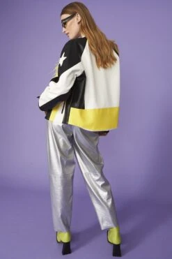 JAYLEY Eco Leather Black And Yellow Motorcross Jacket -Deals Fabulous Women Wear Store jayley eco leather black and yellow motorcross jacket p13481 91239 image