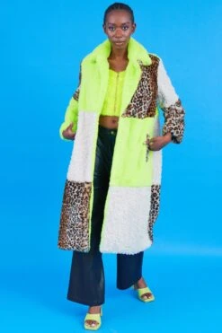 JAYLEY Faux Fur And Faux Shearling Maxi Coat