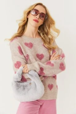 JAYLEY Faux Fur Jodie Bag In Light Grey -Deals Fabulous Women Wear Store jayley faux fur jodie bag in light grey p12344 84822 image