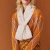 JAYLEY Faux Fur Scarf In Cream