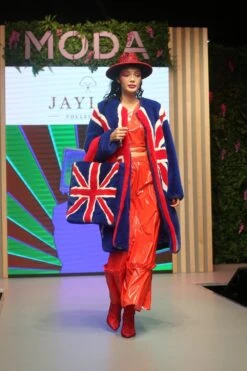 JAYLEY Faux Fur Union Jack Bag
